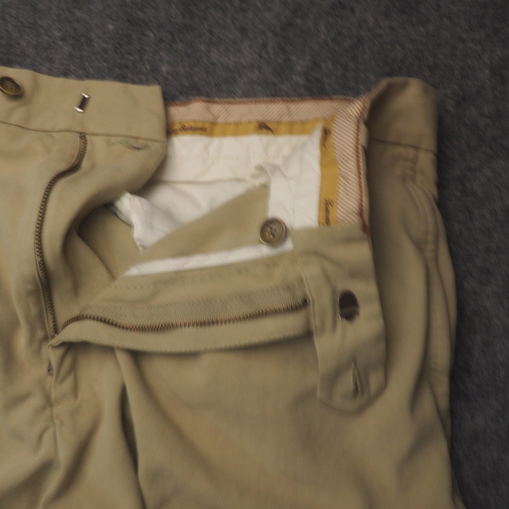 Tommy Bahama Pants Mens 34x34 Pleated Tan Solid Silk Cotton Island Coastal 3477 - Picture 7 of 11